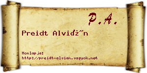 Preidt Alvián névjegykártya
